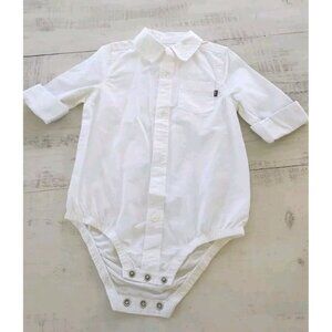 Baby Gosh Crisp White Button Up One Piece Shirt Bottom 18 Month